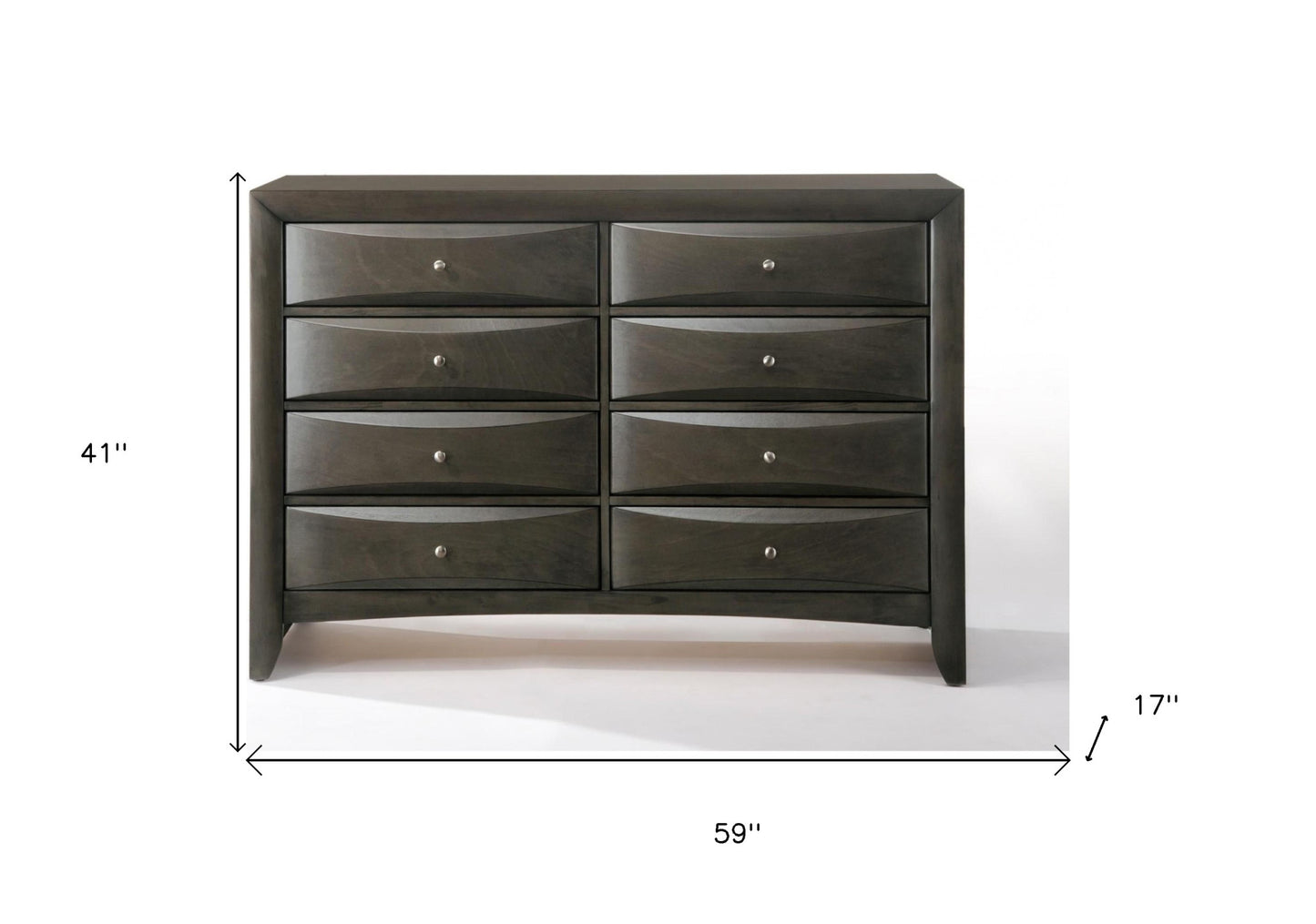 59" Gray Solid Wood Standard Dresser/Chest-7