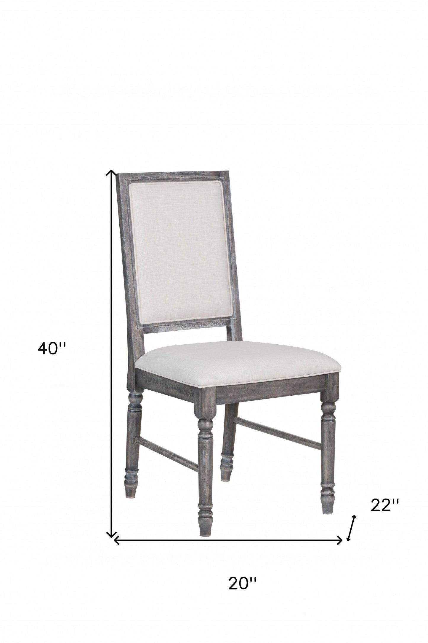 Set of Two Cream and Gray Upholstered Linen Dining Side Chairs-3