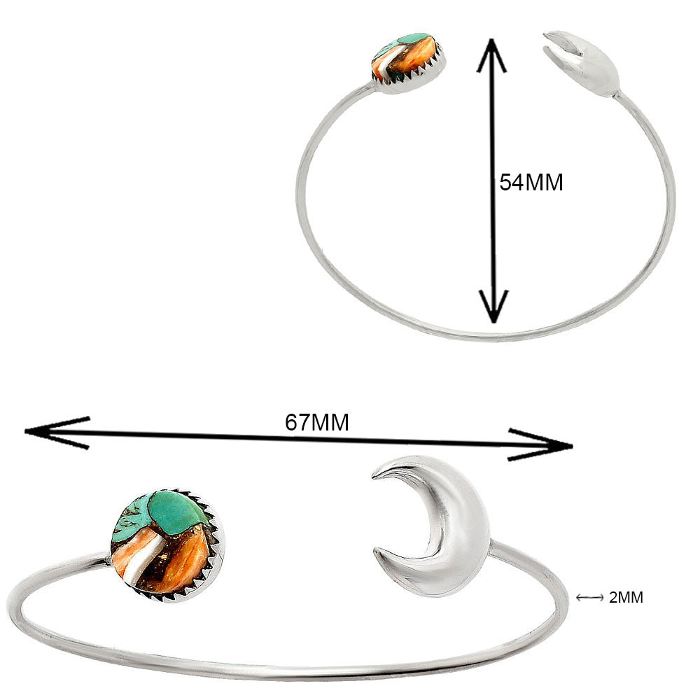 Crescent Moon - Spiny Oyster Turquoise Cuff Bangle Bracelet B-1046 32-EB10318-3