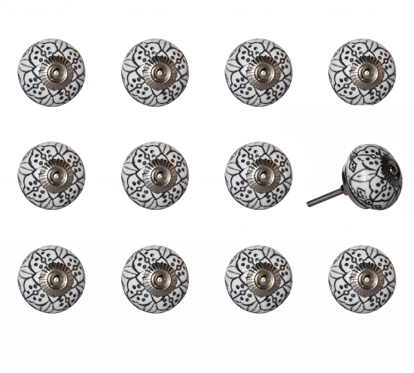 1.5" X 1.5" X 1.5" Black Gray And Silver Knobs 12 Pack-2