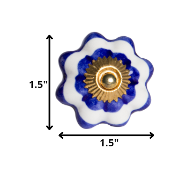 1.5" X 1.5" X 1.5" White Blue And Gold Knobs 12 Pack-4