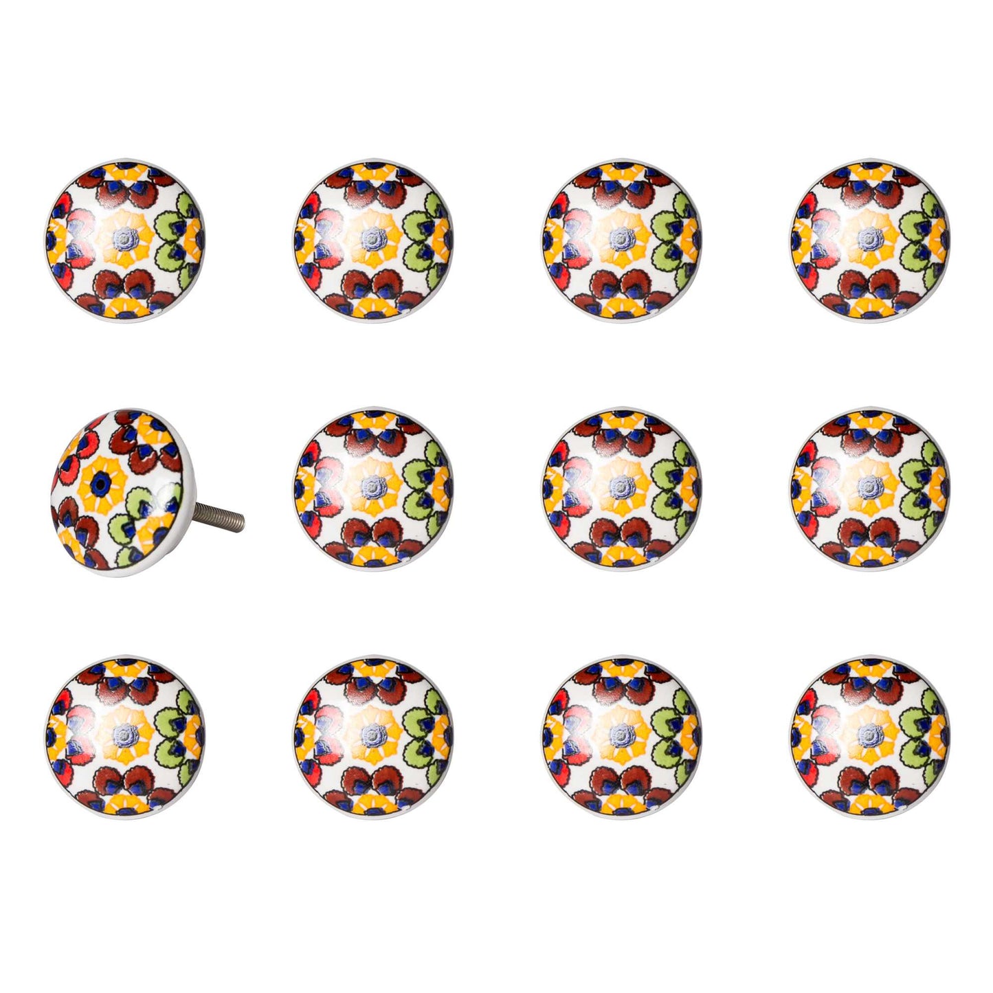 1.5" X 1.5" X 1.5" Yellow Blue And Red Knobs 12 Pack-2