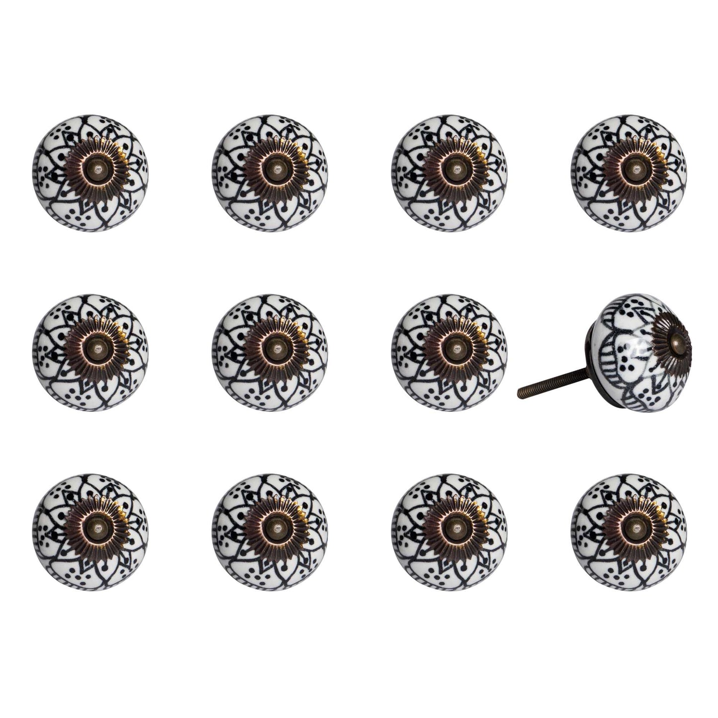 1.5" X 1.5" X 1.5" Black White Copper Knobs 12 Pack-0