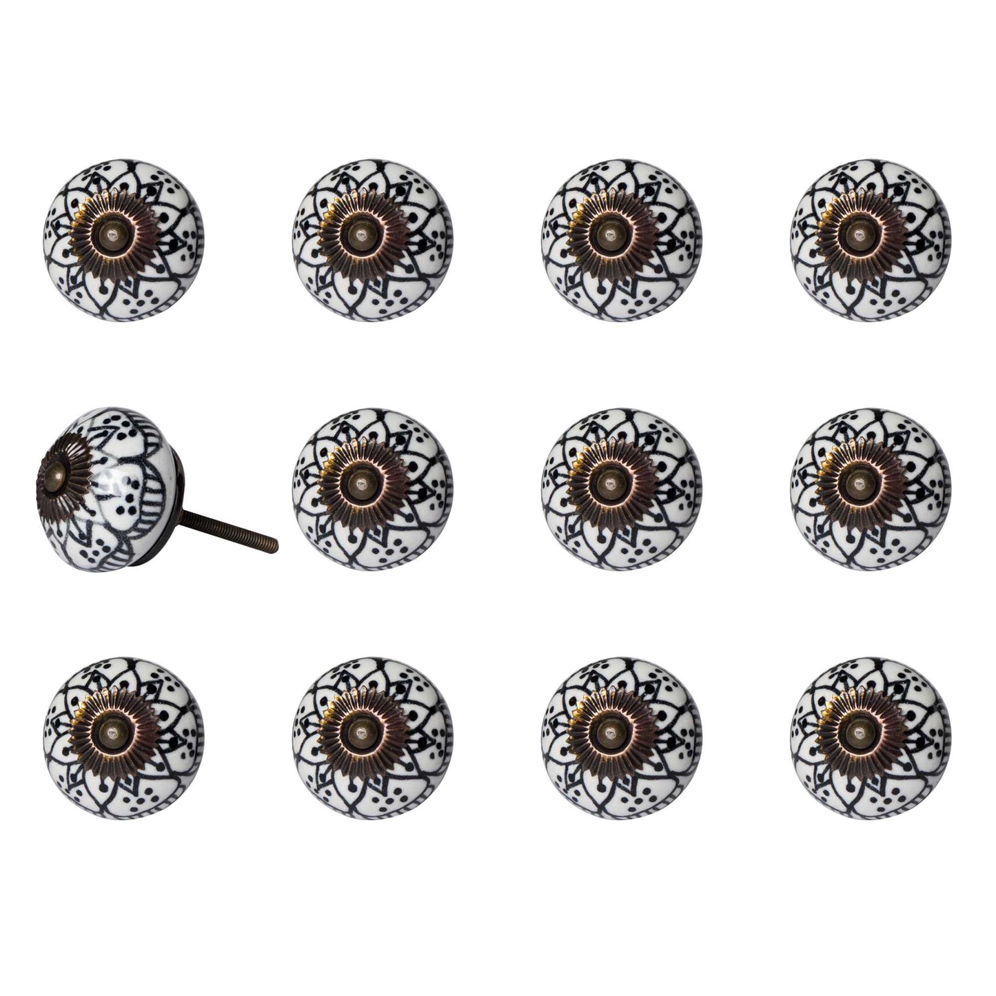 1.5" X 1.5" X 1.5" Black White Copper Knobs 12 Pack-1