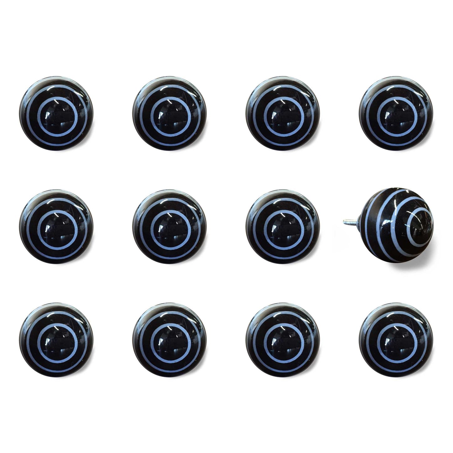 1.5" X 1.5" X 1.5" Black And Light Blue Knobs 12 Pack-0