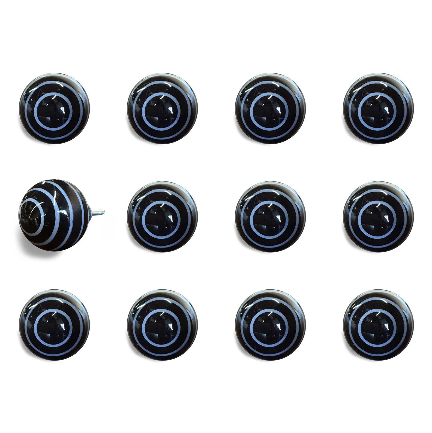 1.5" X 1.5" X 1.5" Black And Light Blue Knobs 12 Pack-1