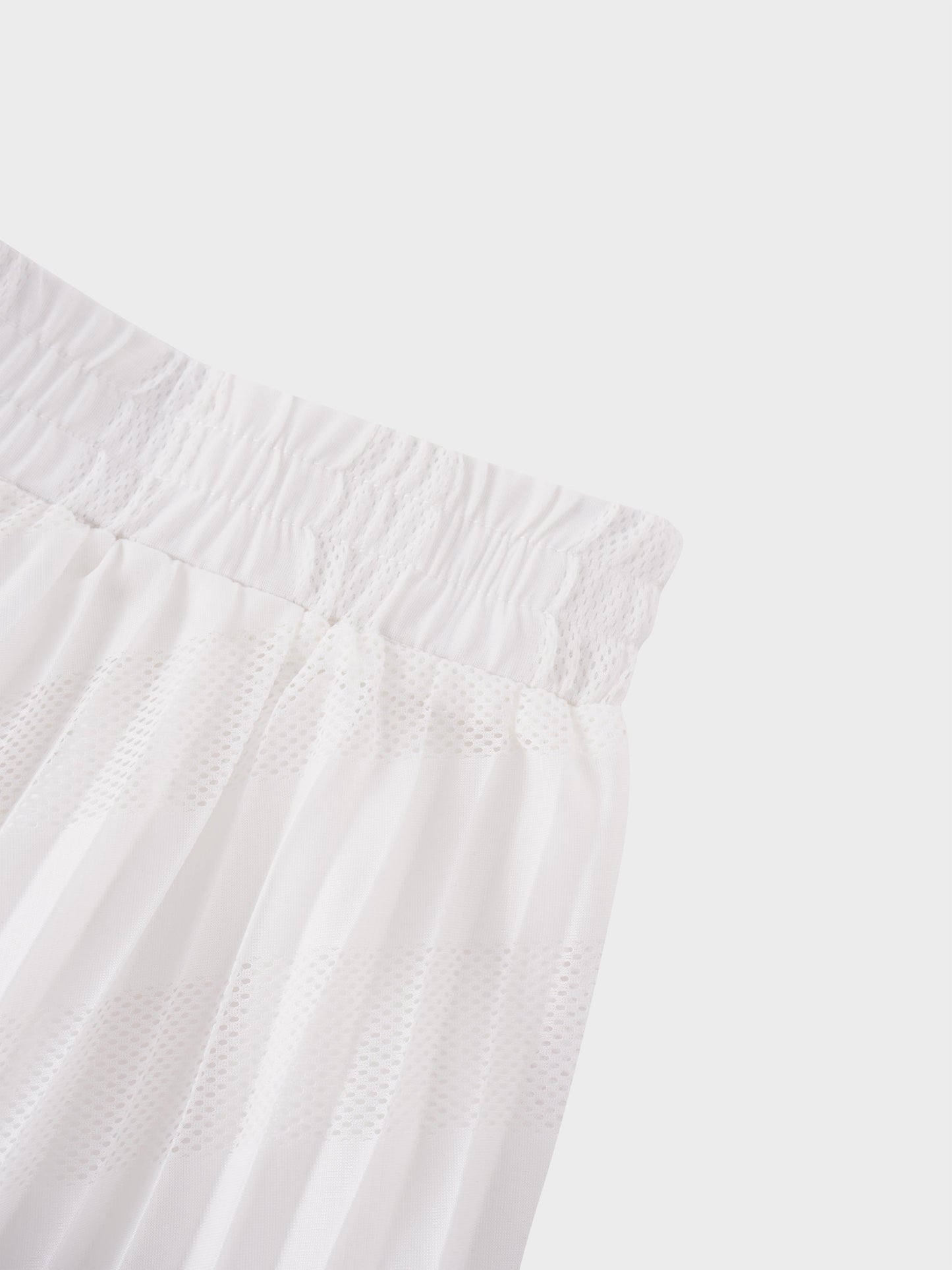 Perforated Pleated Skirt-White-3
