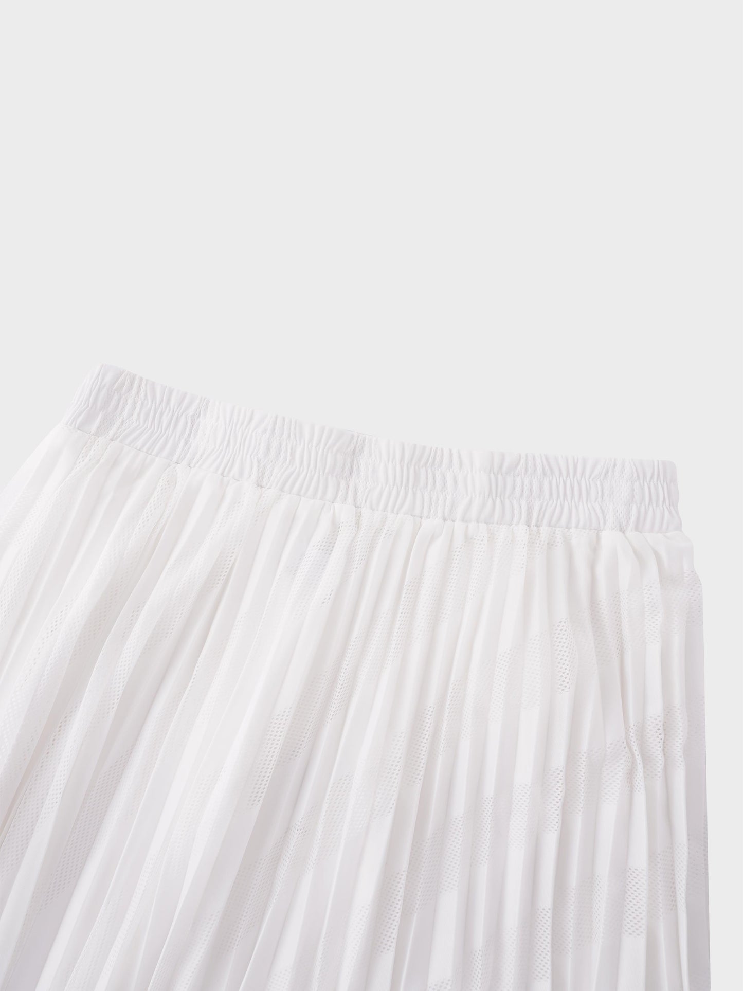 Perforated Pleated Skirt-White-4