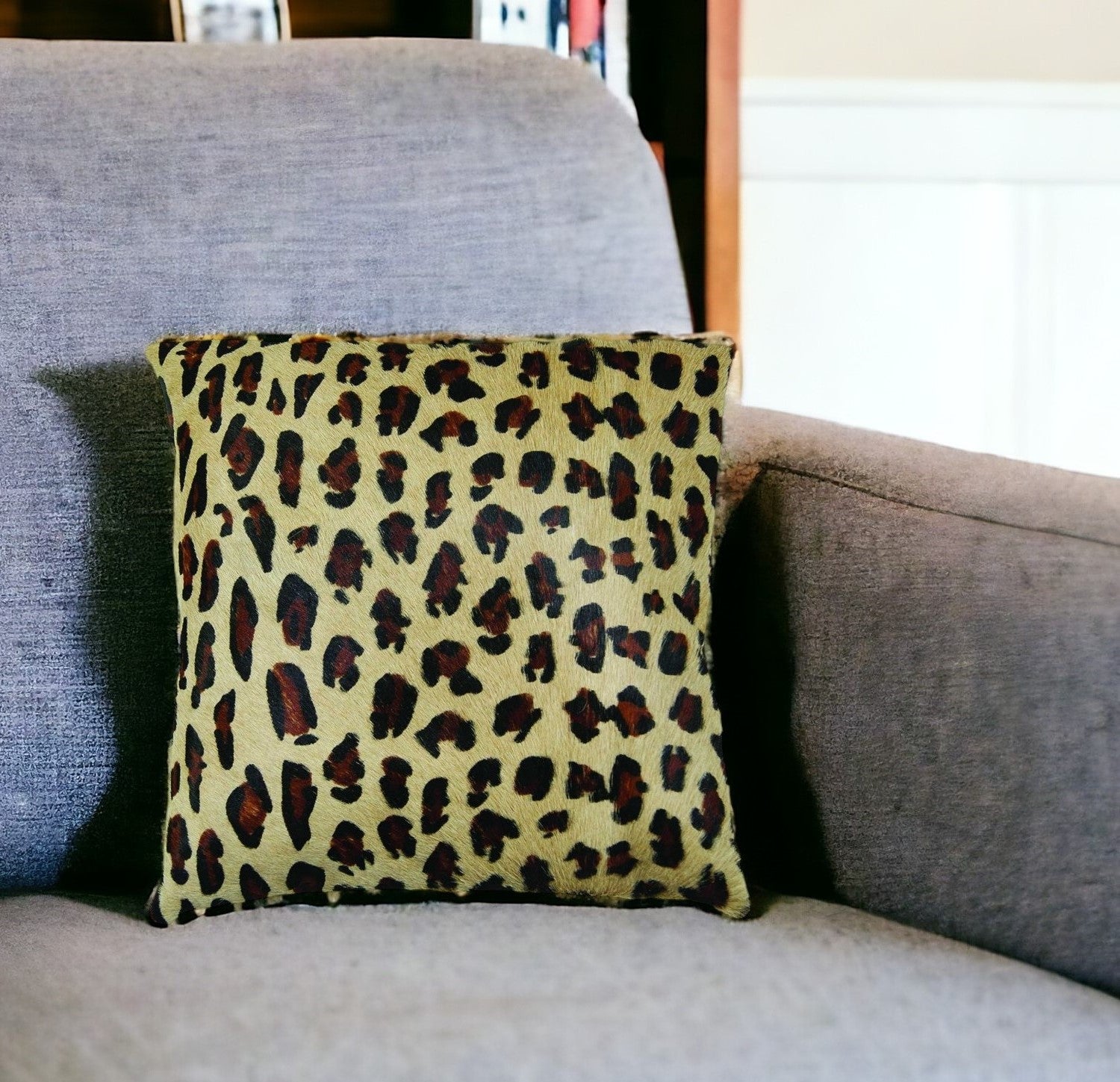 18" Black and Orange Cowhide Throw Pillow-1