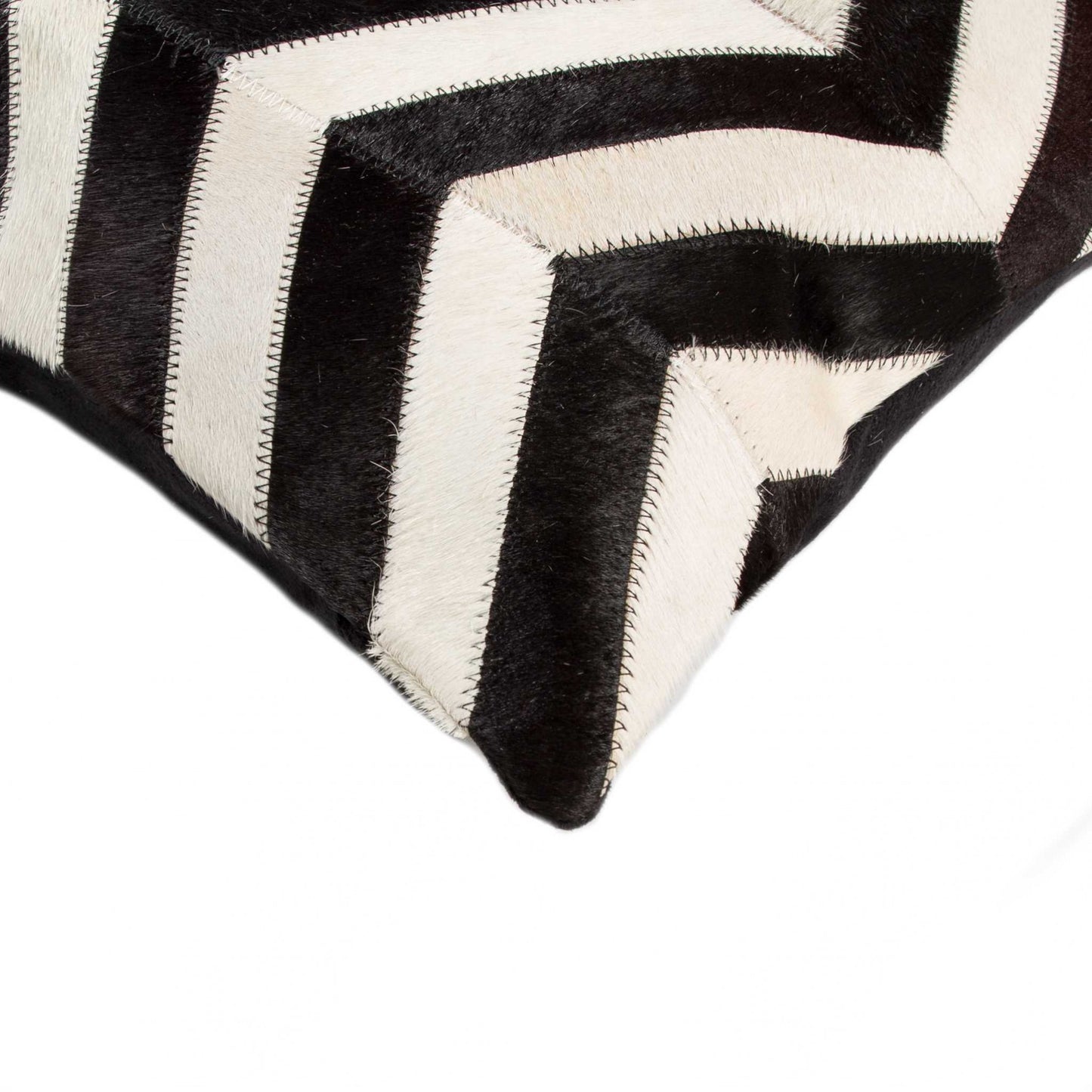18" Black and Off White Cowhide Throw Pillow-2