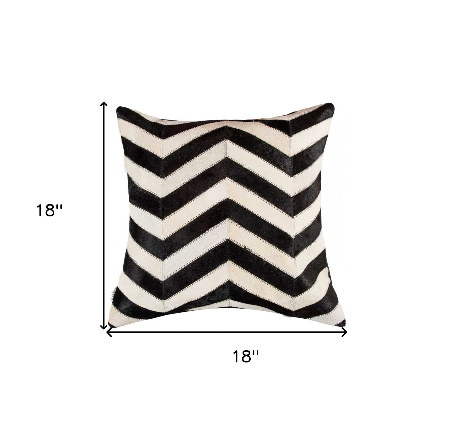 18" Black and Off White Cowhide Throw Pillow-5
