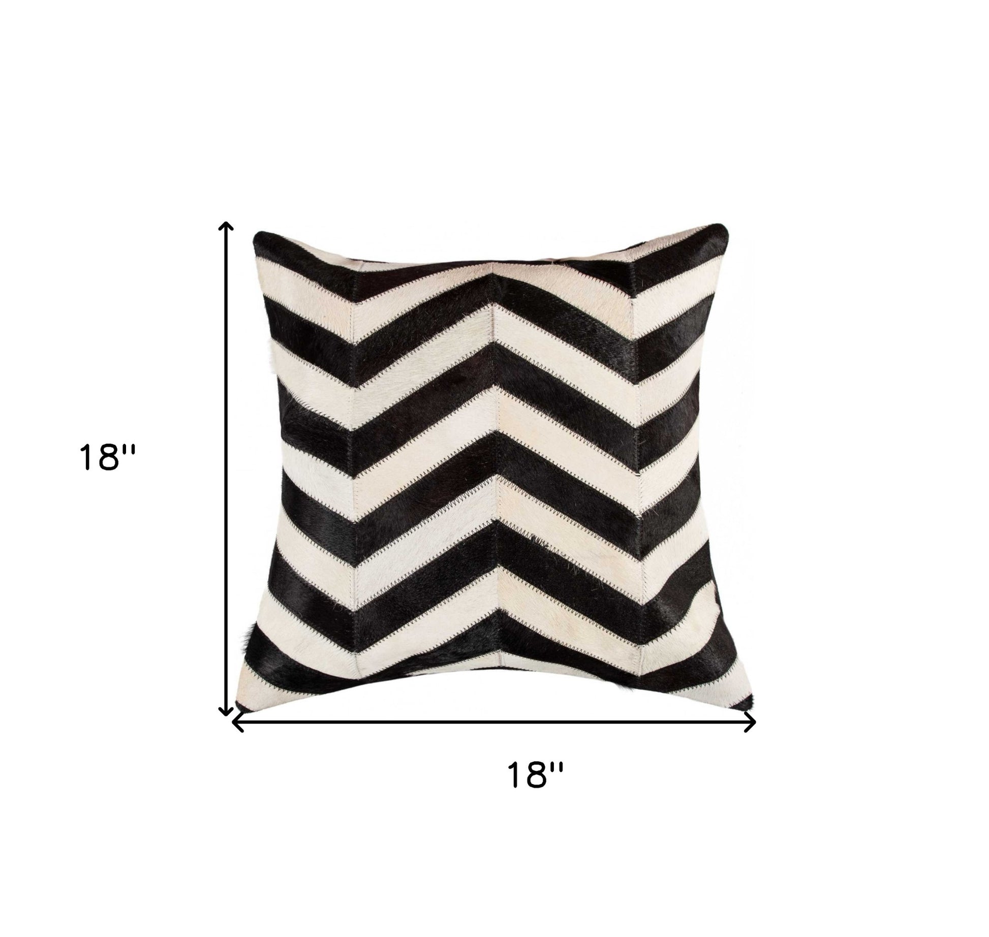 18" Black and Off White Cowhide Throw Pillow-5