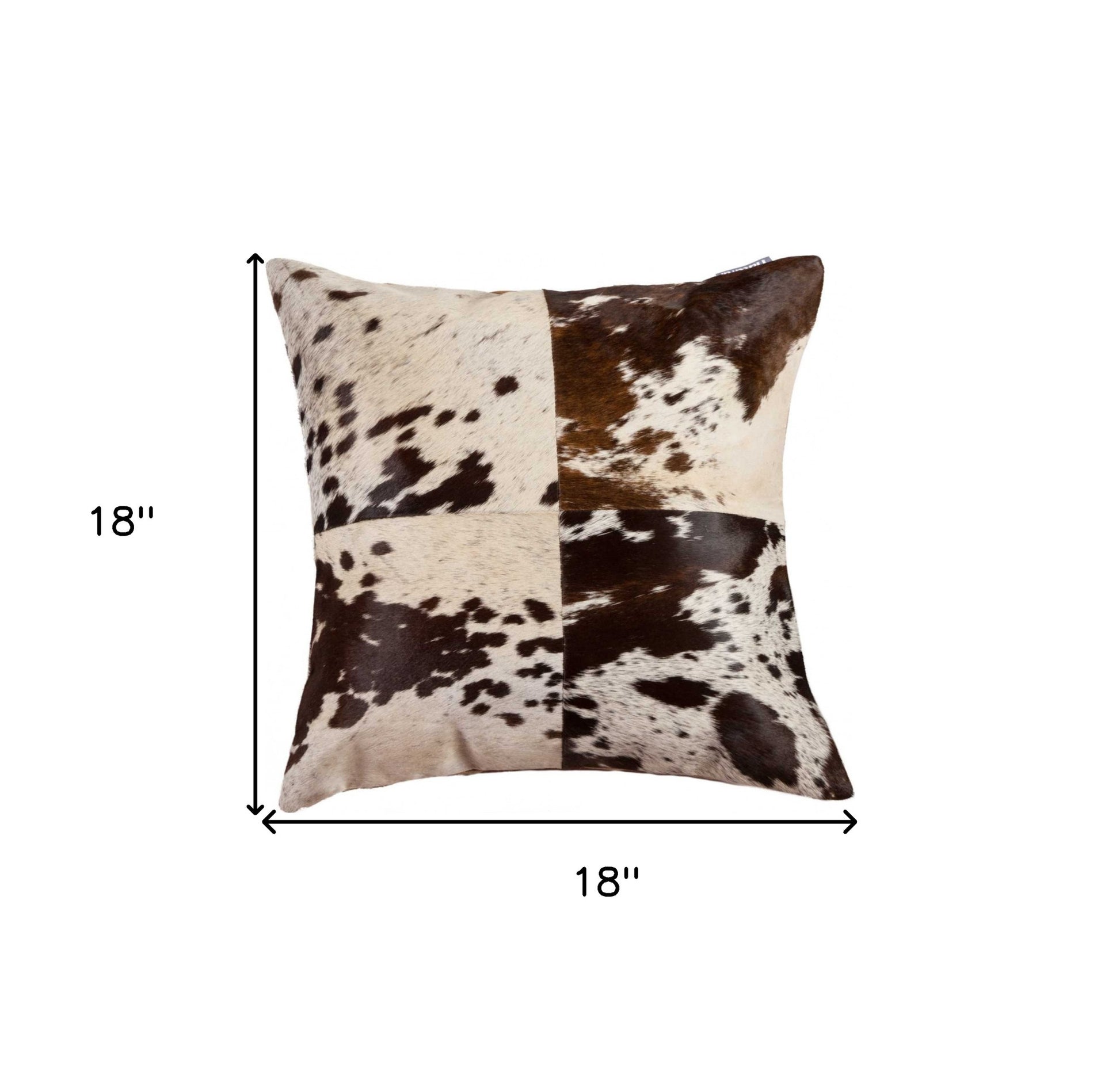 18" X 18" White and Brown Cowhide Pillow-5