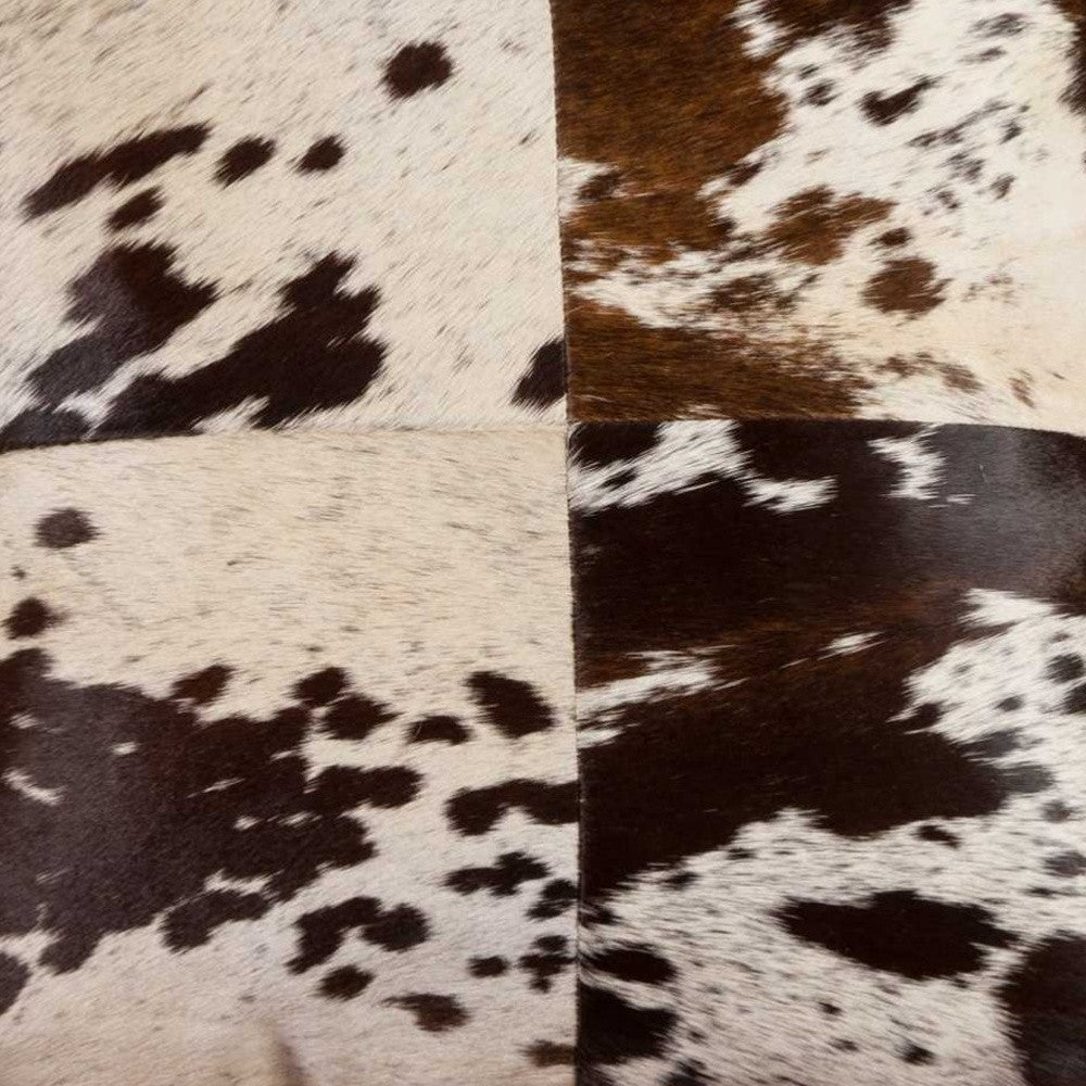 18" X 18" White and Brown Cowhide Pillow-3
