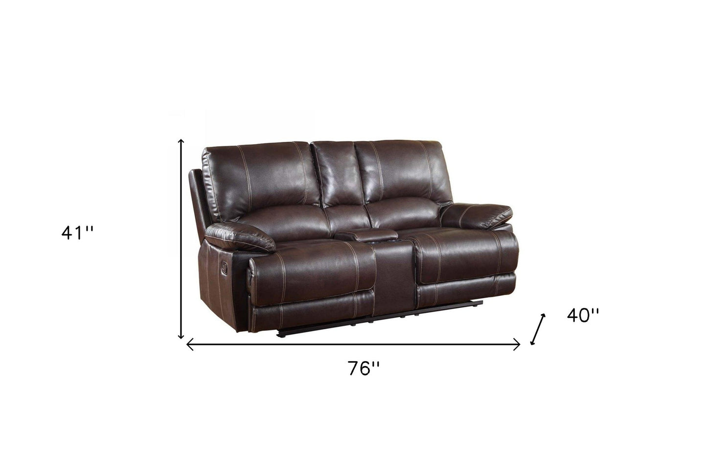 76" Brown Faux Leather Manual Reclining Love Seat With Storage-4