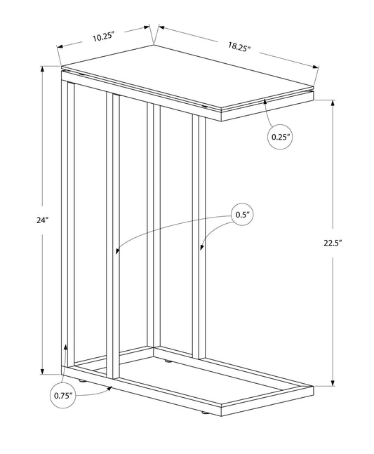 18.25" X 10.25" X 24" White Metal Tempered Glass Accent Table-0