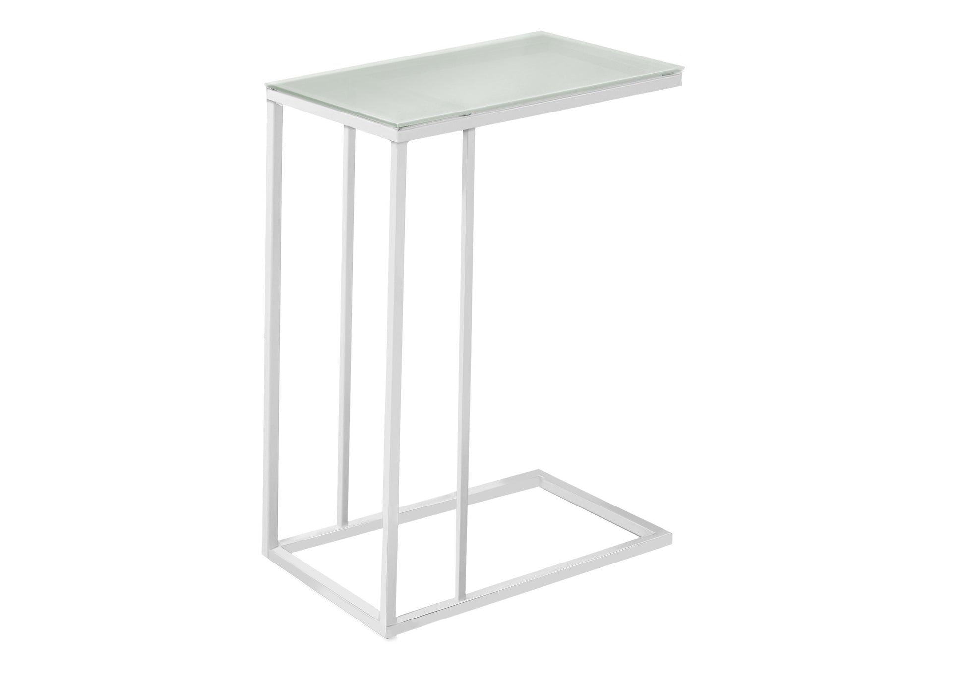 18.25" X 10.25" X 24" White Metal Tempered Glass Accent Table-1