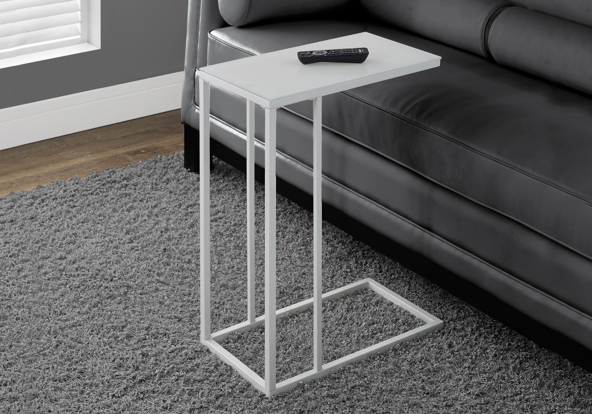 18.25" X 10.25" X 24" White Metal Tempered Glass Accent Table-2