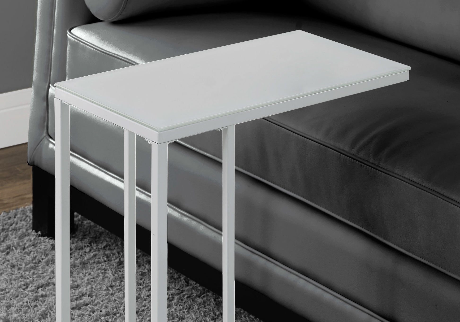 18.25" X 10.25" X 24" White Metal Tempered Glass Accent Table-4