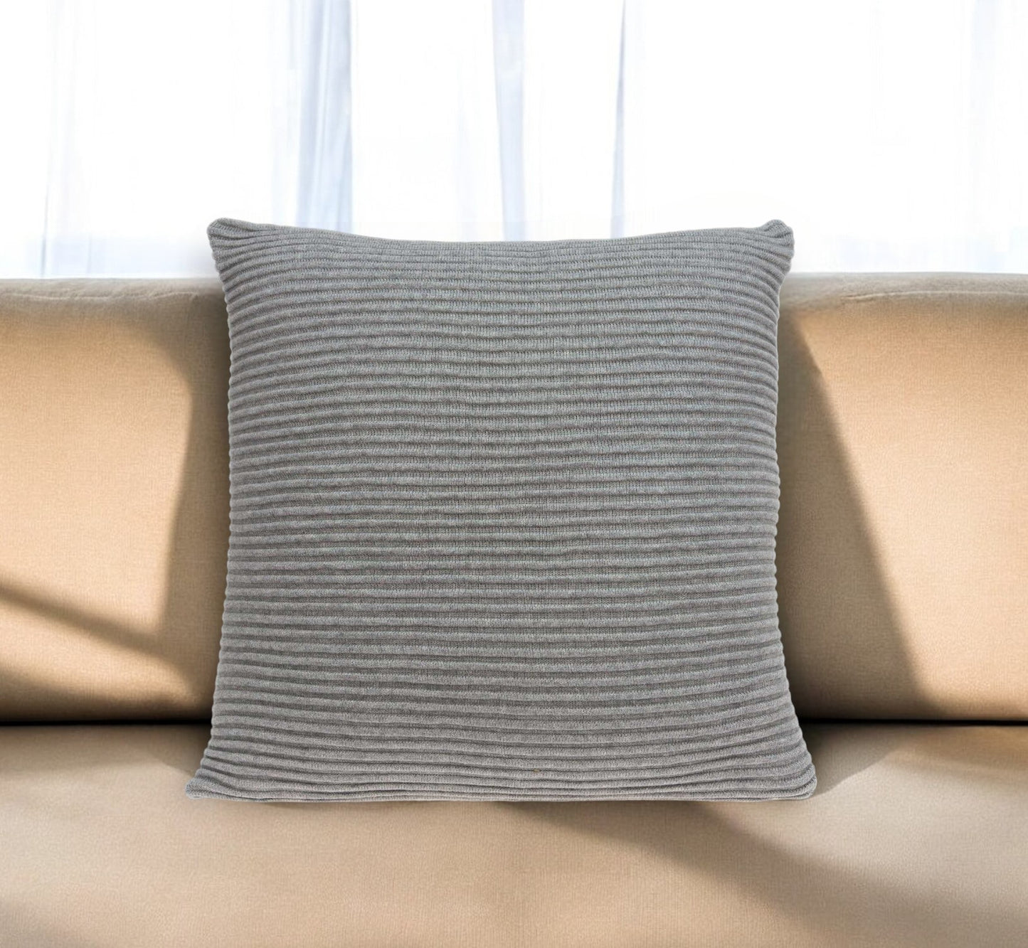 20" X 7" X 20" Elegant Transitional Gray Pillow Cover With Poly Insert-0