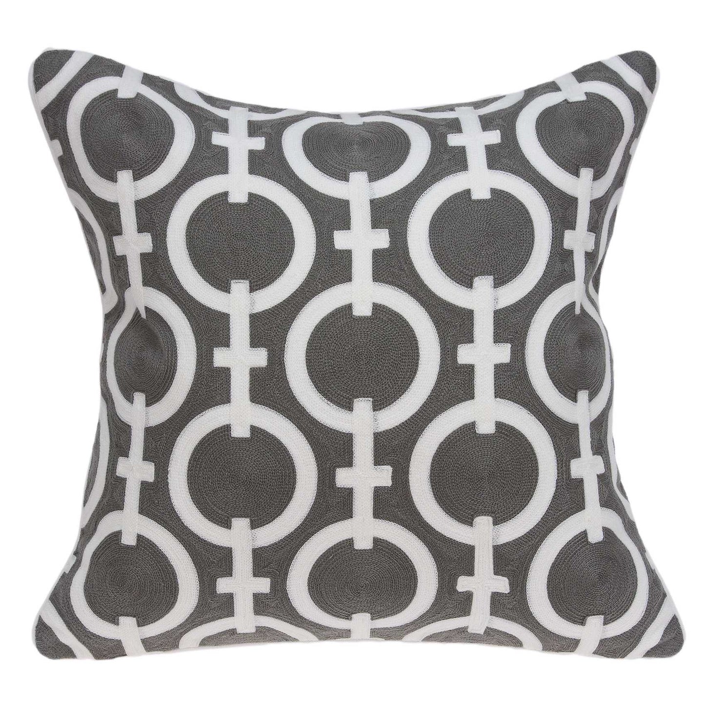 20" X 7" X 20" Transitional Gray And White Accent Pillow Cover With Poly Insert-1