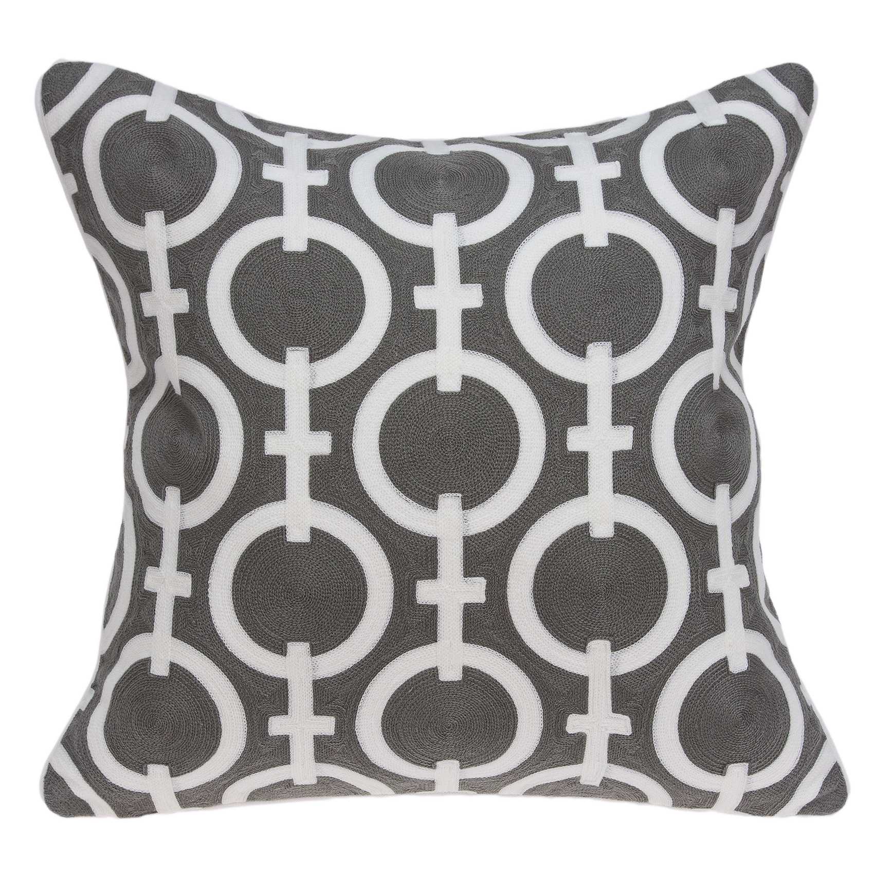 20" X 7" X 20" Transitional Gray And White Accent Pillow Cover With Poly Insert-1