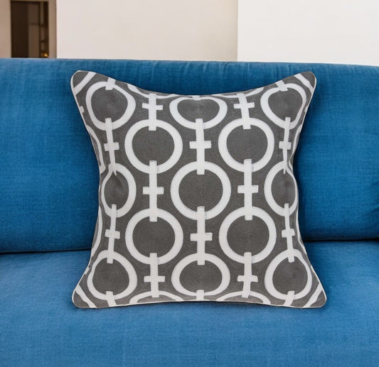 20" X 7" X 20" Transitional Gray And White Accent Pillow Cover With Poly Insert-0