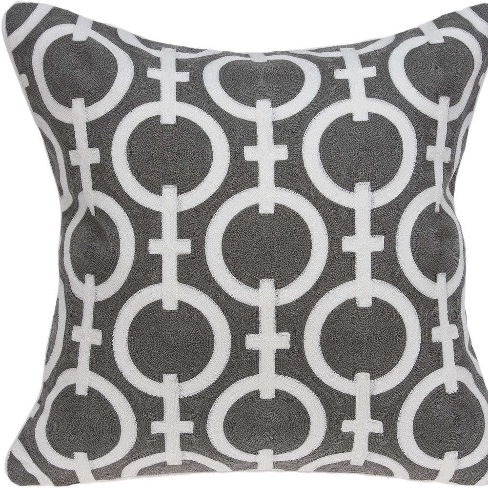 20" X 7" X 20" Transitional Gray And White Accent Pillow Cover With Poly Insert-8