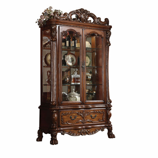 20" X 51" X 89" Cherry Oak Wood Poly Resin Glass Curio Cabinet-0