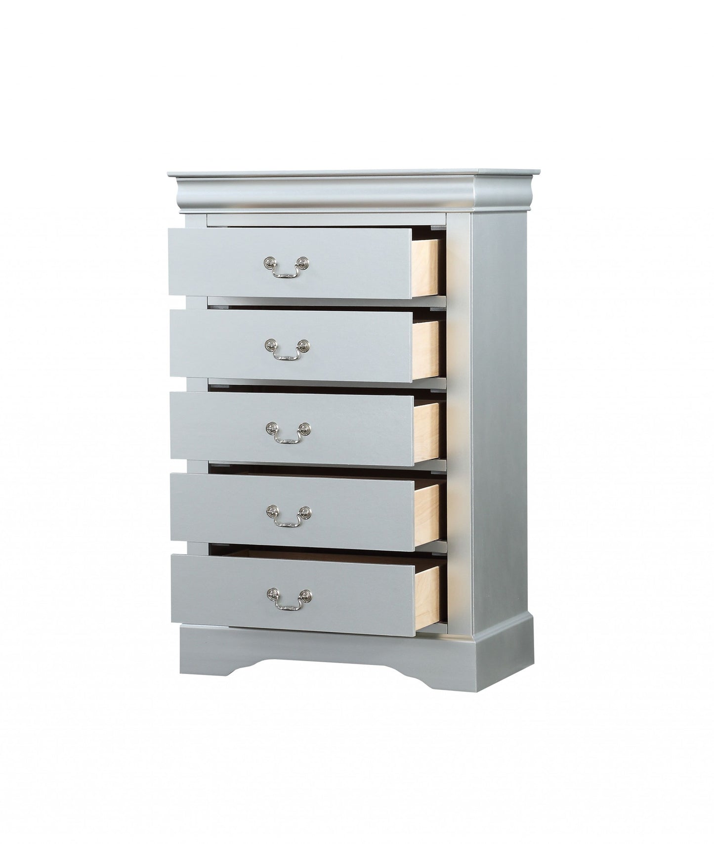 15" White Solid Wood Five Drawer Lingerie Chest-2