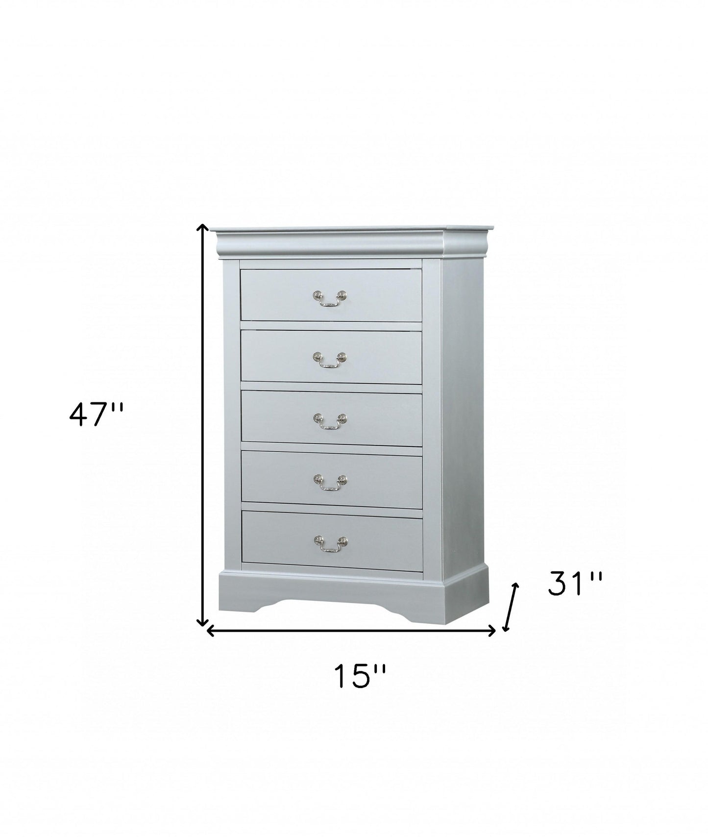 15" White Solid Wood Five Drawer Lingerie Chest-4