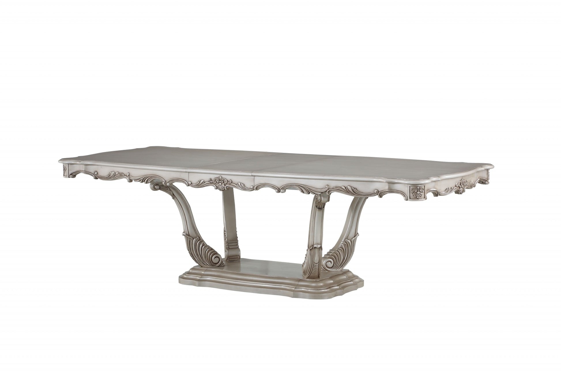 44" Off White Solid Wood Pedestal Base Dining Table-1