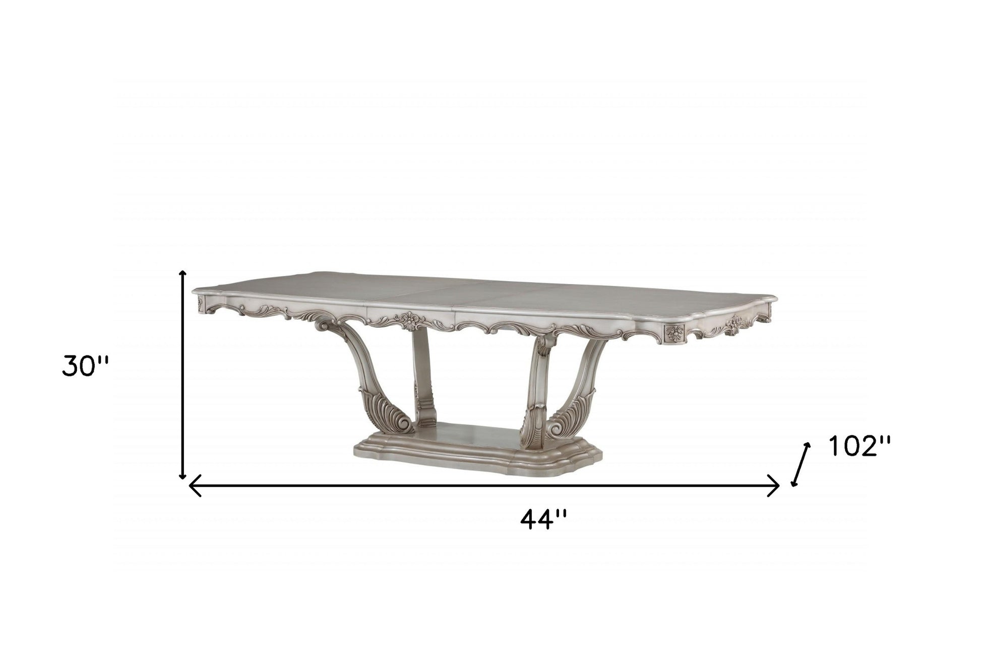 44" Off White Solid Wood Pedestal Base Dining Table-4