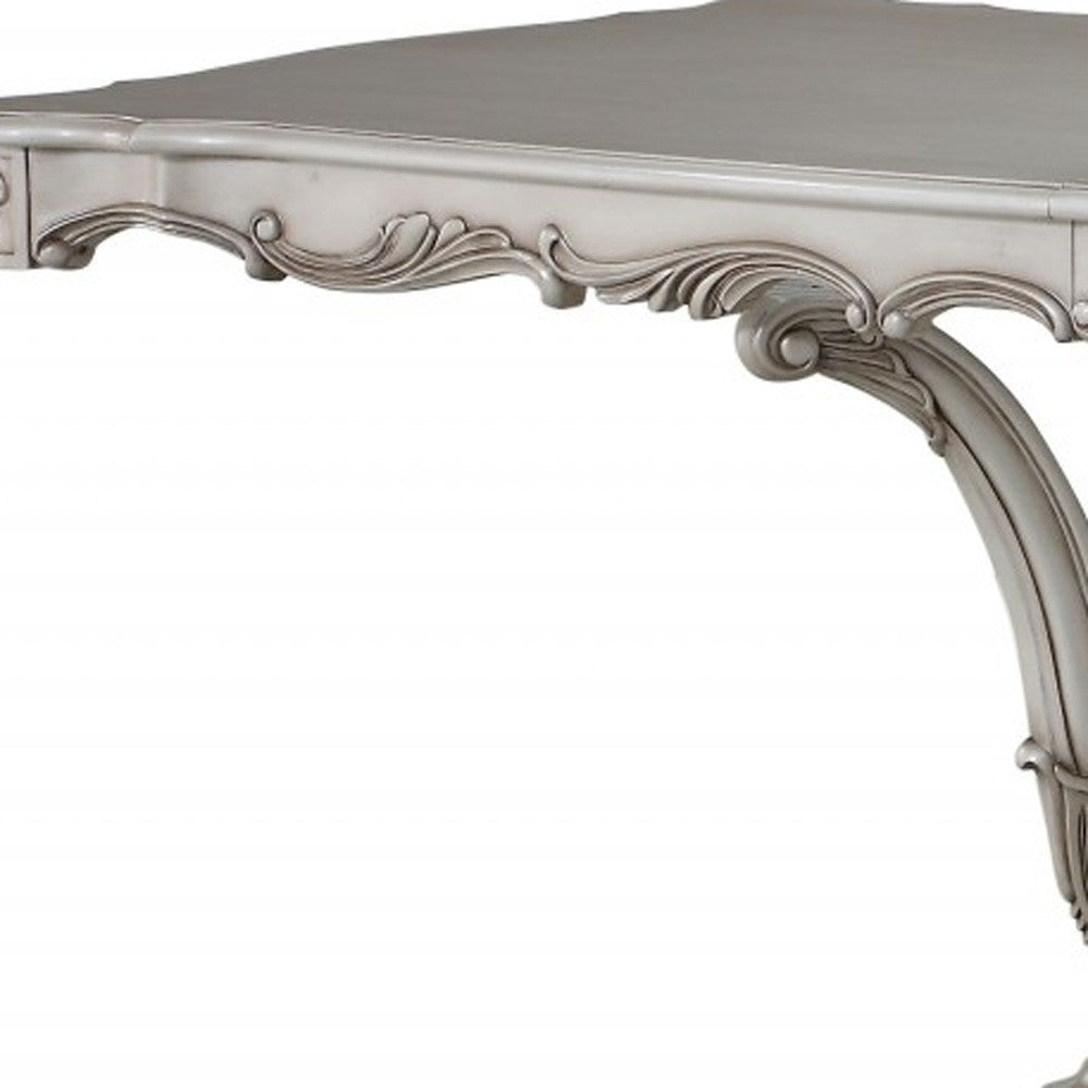 44" Off White Solid Wood Pedestal Base Dining Table-2