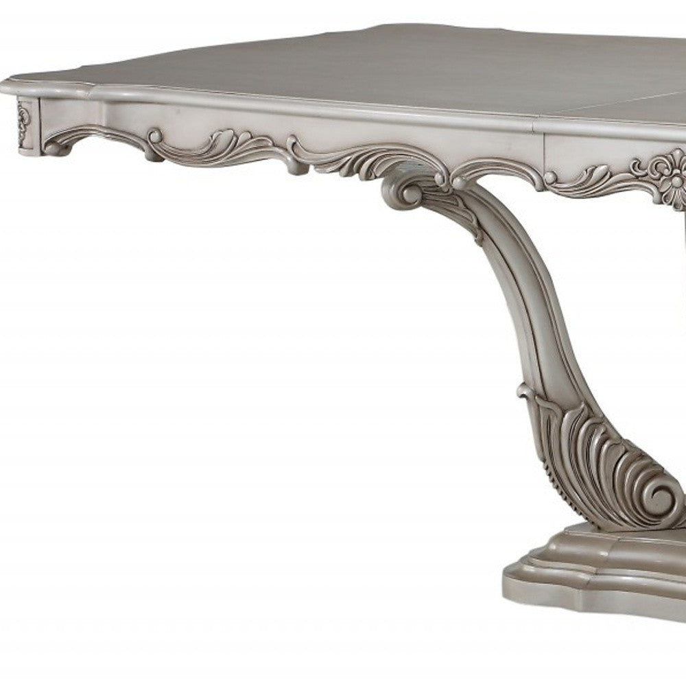 44" Off White Solid Wood Pedestal Base Dining Table-3