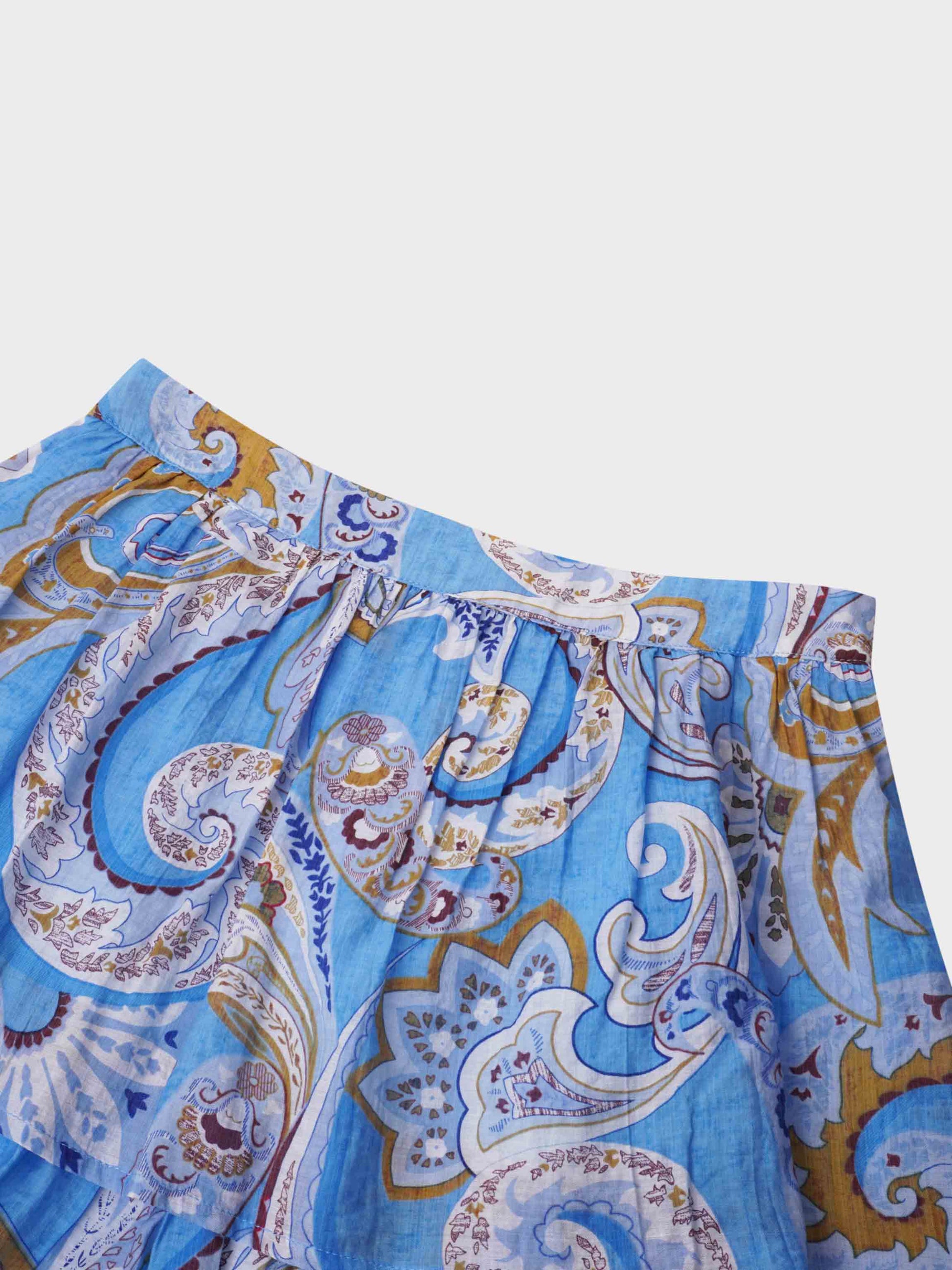Layered Skirt-Light Blue Paisley-2