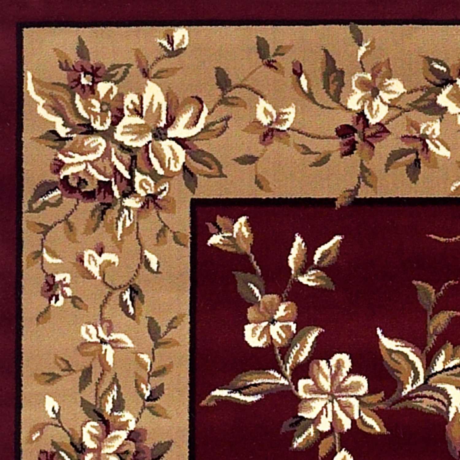 2' X 3' Red And Beige Floral Vines Area Rug-4