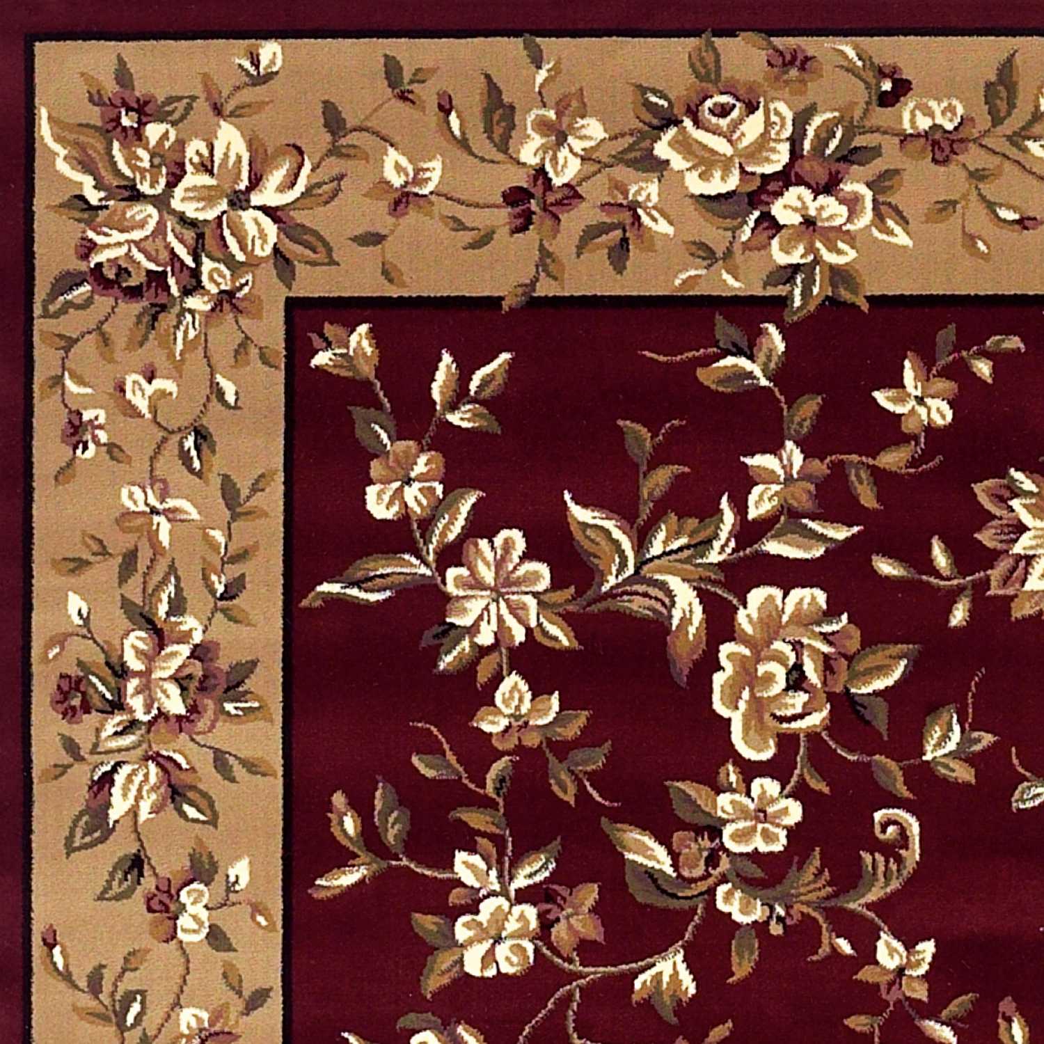 2' X 3' Red And Beige Floral Vines Area Rug-3