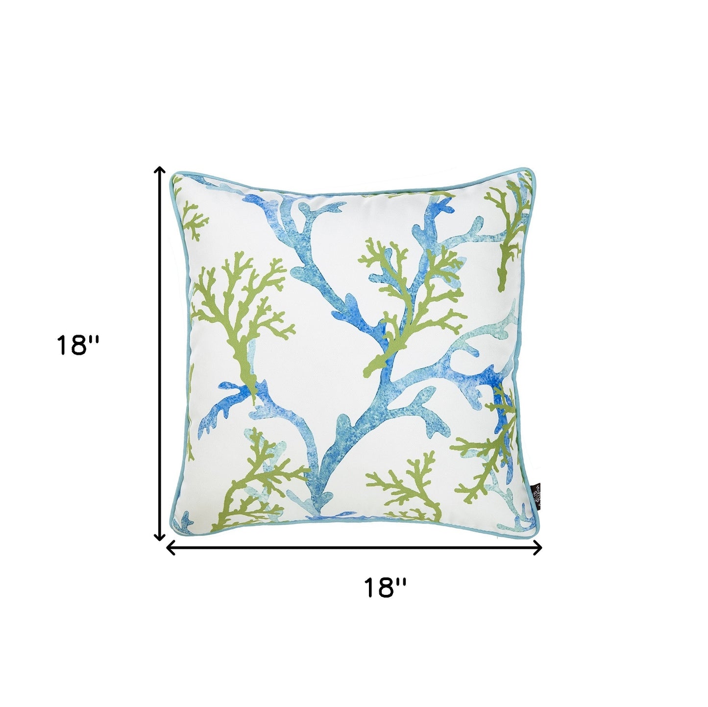 18" Blue Green And White Coral Throw Pillow Cover-7