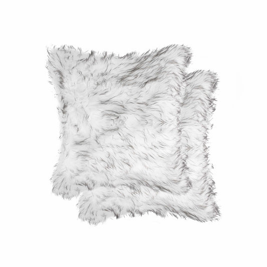 18" X 18" X 5" Gradient Gray Faux Fur  2Pack Pillow-0