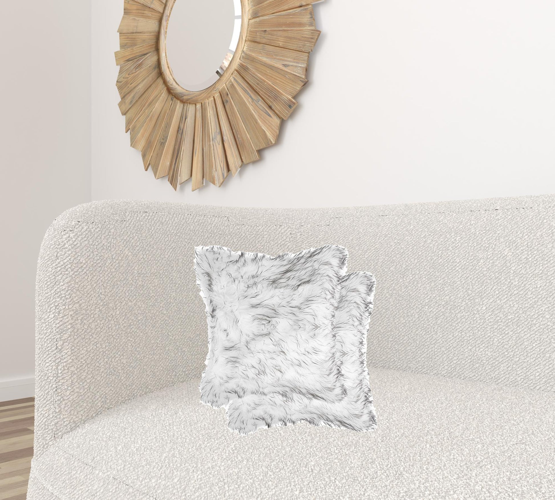 18" X 18" X 5" Gradient Gray Faux Fur  2Pack Pillow-1