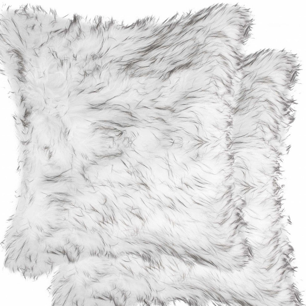 18" X 18" X 5" Gradient Gray Faux Fur  2Pack Pillow-5