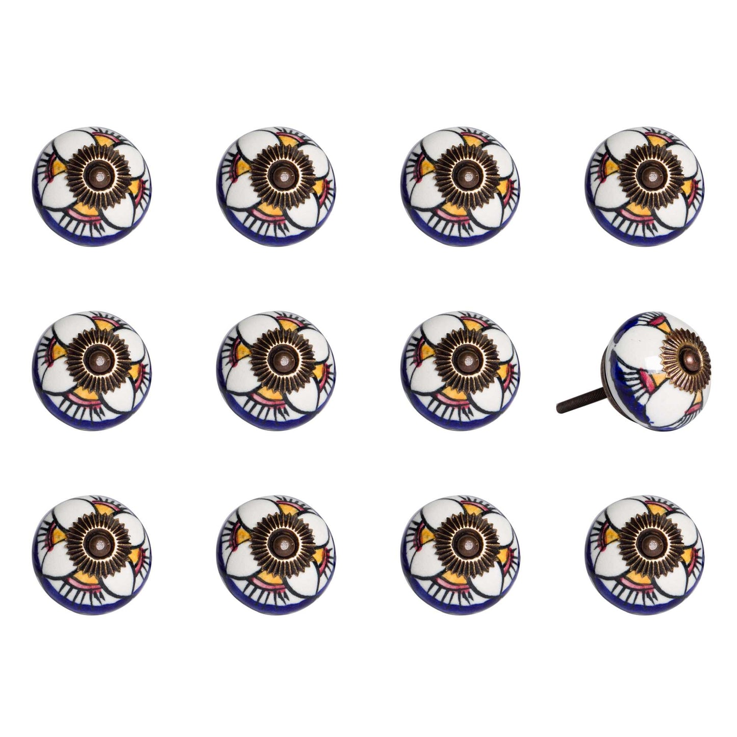 1.5" X 1.5" X 1.5" Ceramic Metal Multicolor 12 Pack Knob-2