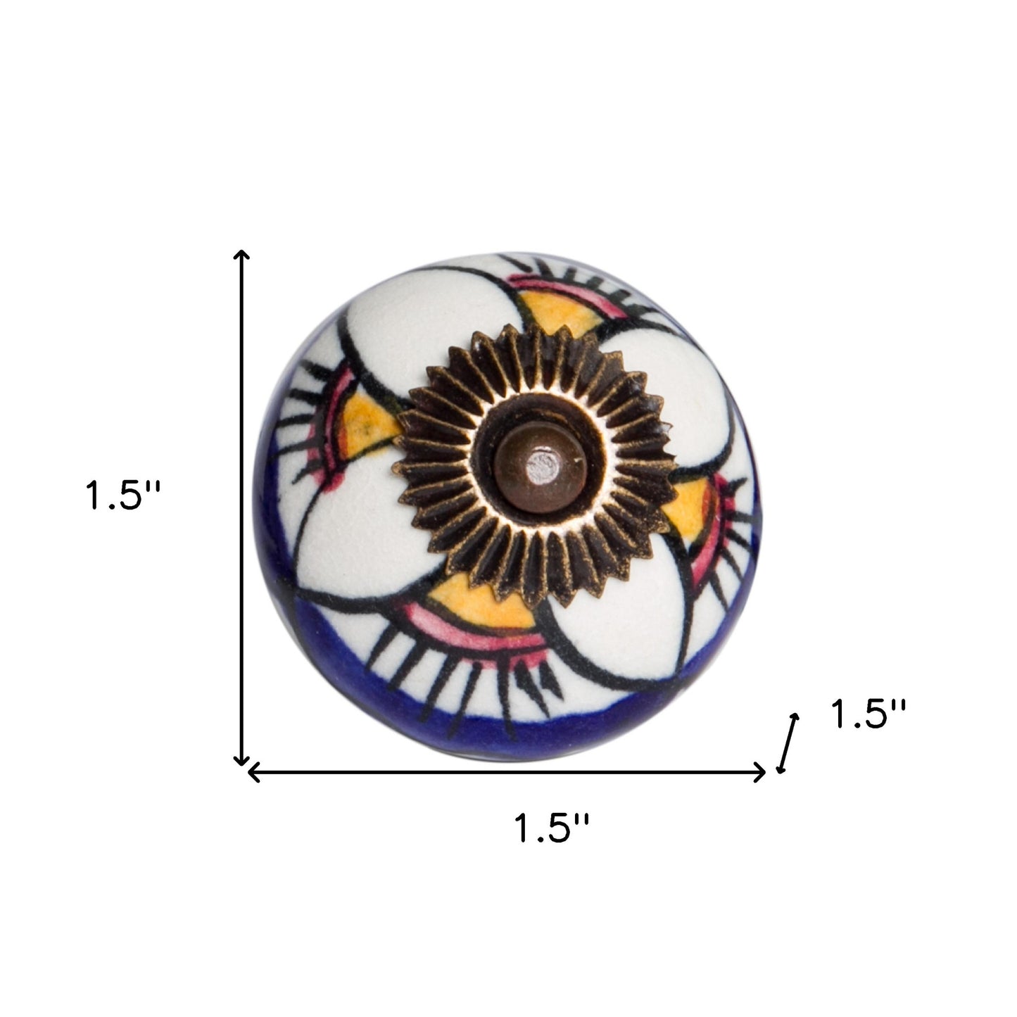 1.5" X 1.5" X 1.5" Ceramic Metal Multicolor 12 Pack Knob-5