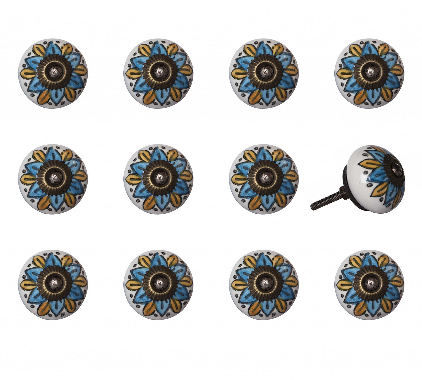 1.5" X 1.5" X 1.5" Ceramic Metal Multicolor 12 Pack Knob-2