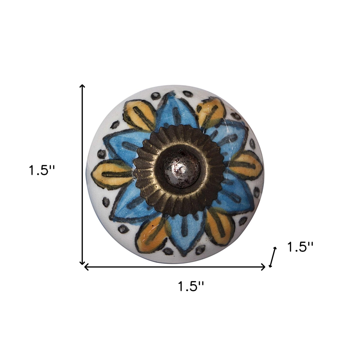 1.5" X 1.5" X 1.5" Ceramic Metal Multicolor 12 Pack Knob-5