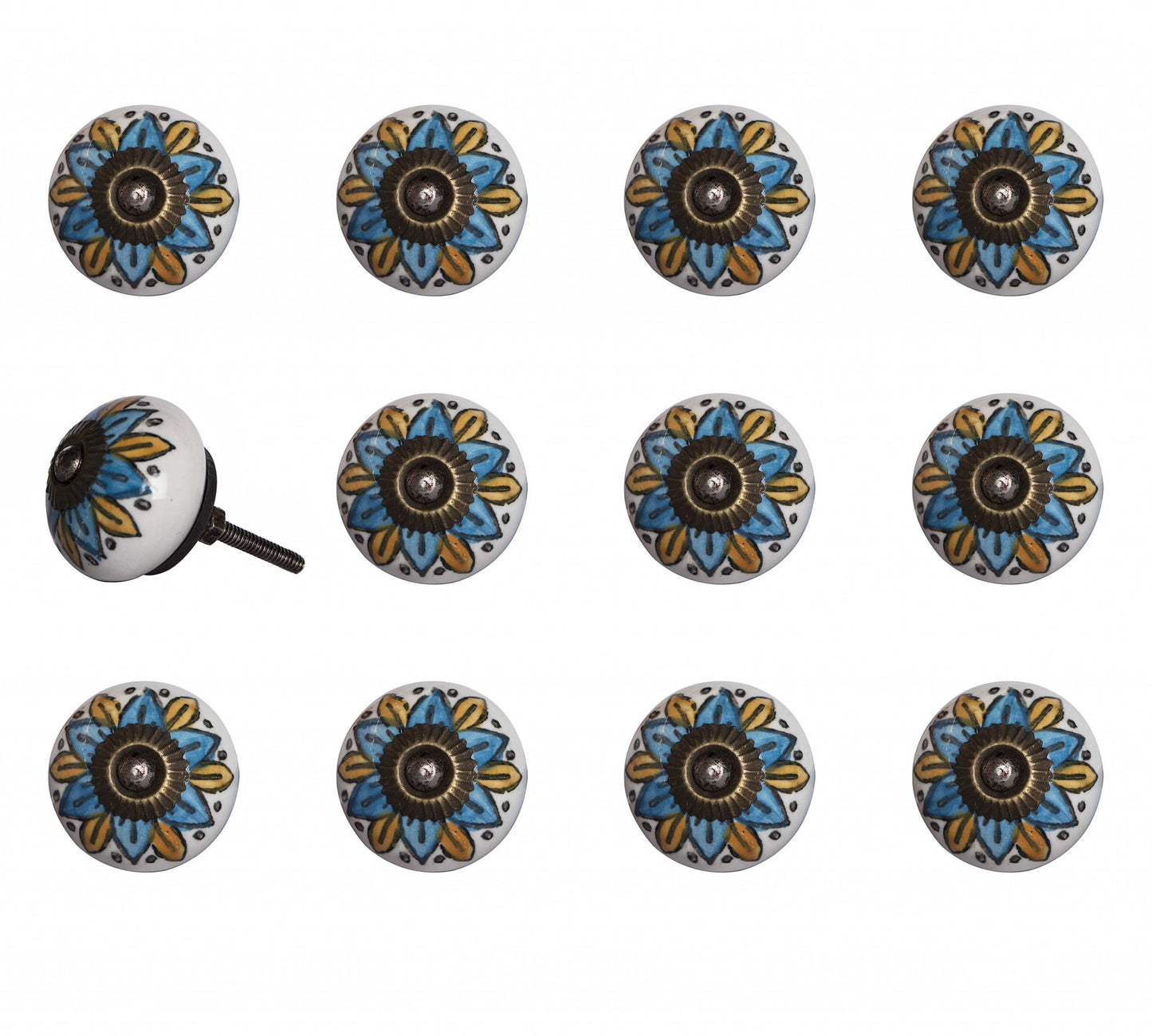 1.5" X 1.5" X 1.5" Ceramic Metal Multicolor 12 Pack Knob-4