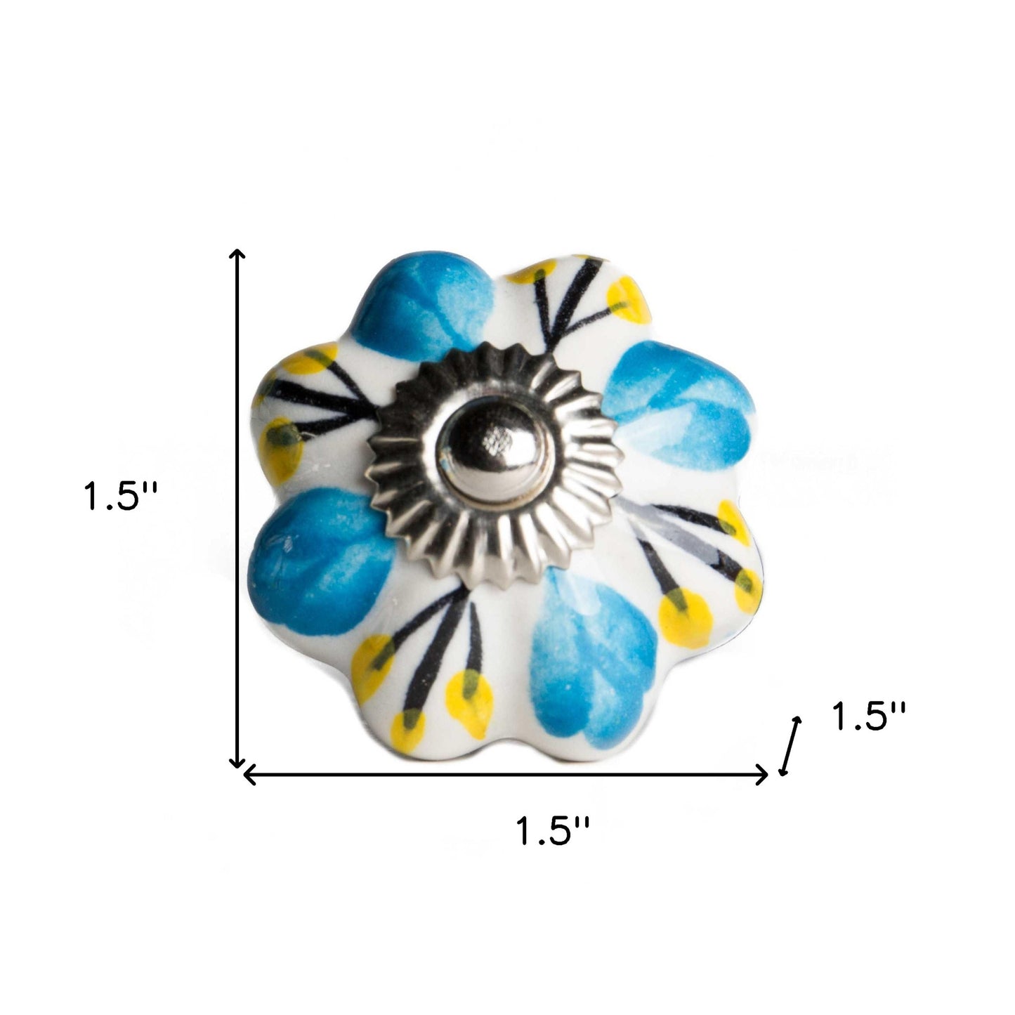 1.5" X 1.5" X 1.5" Ceramic Metal Multicolor 12 Pack Knob-5
