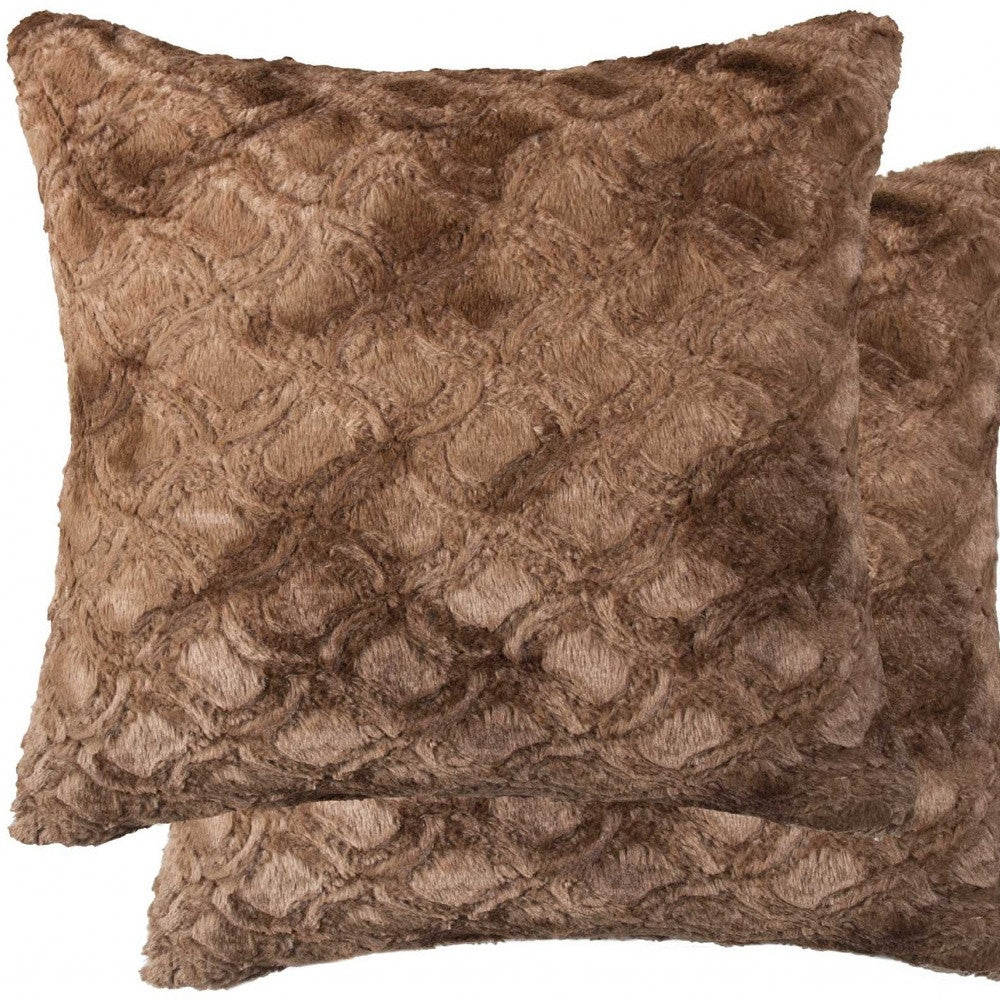 20" X 20" X 5" Acrylic Plush Polyester Polyfill Brown 2 Pack Pillow-3