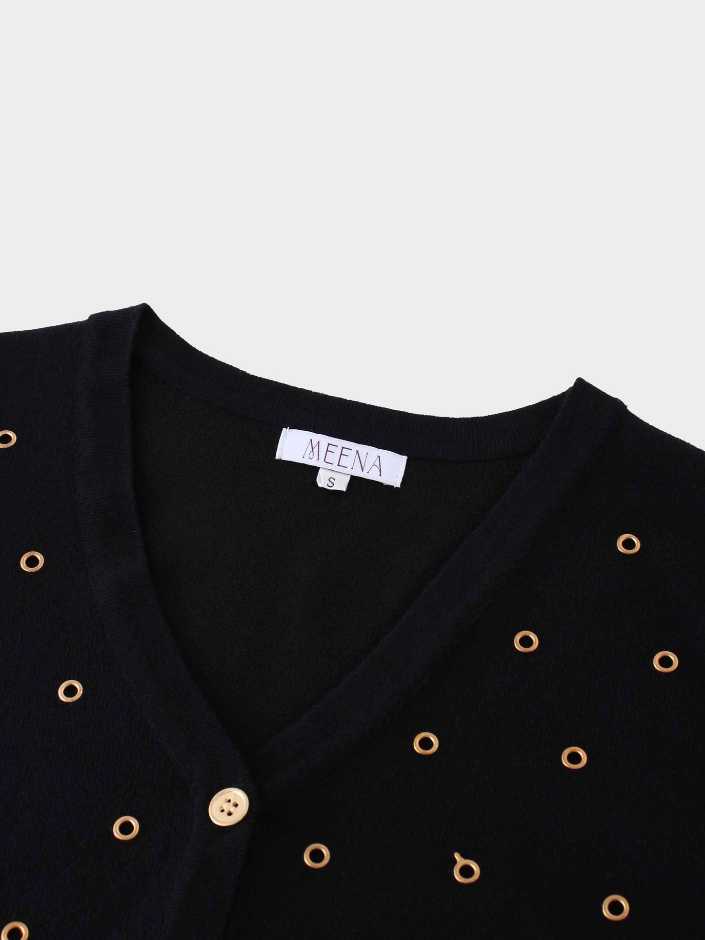 Grommet Cardigan-Black-2